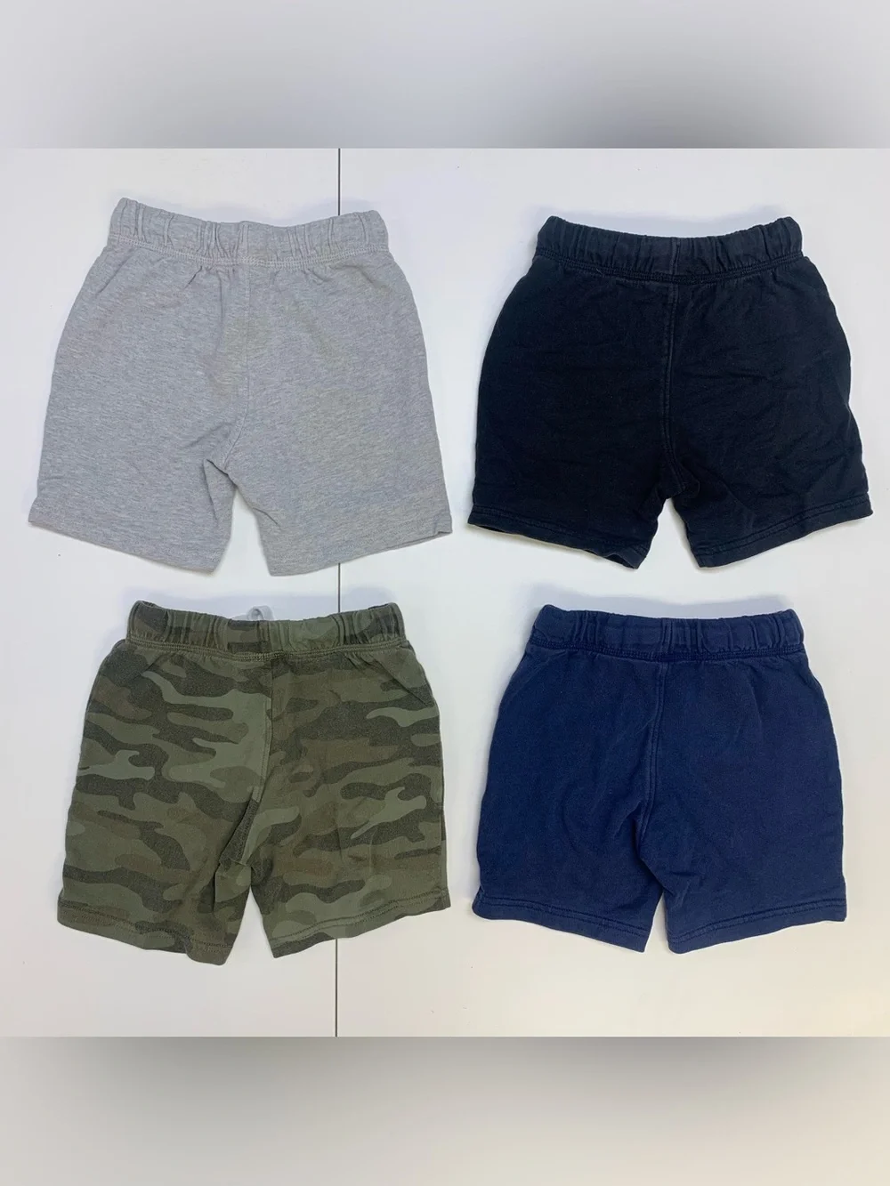 Carter Kids Cotton Pull-On Shorts - Gray, Black, Camo & Navy (4-Pack)